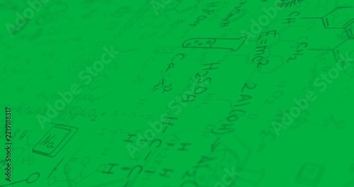 Animation of chemistry icons and formulae on white background