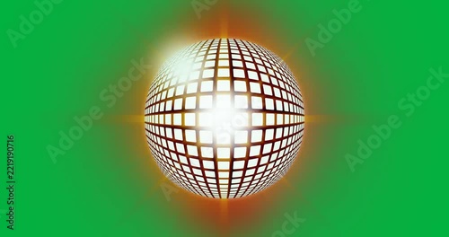 Animation of glowing disco ball with red light on black background