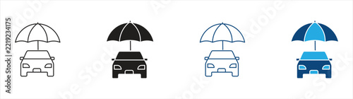 Car Insurance Icon Set, Representing Vehicle Protection, Auto Insurance, Safety, Coverage, Security, and Financial Protection, Vector Illustration