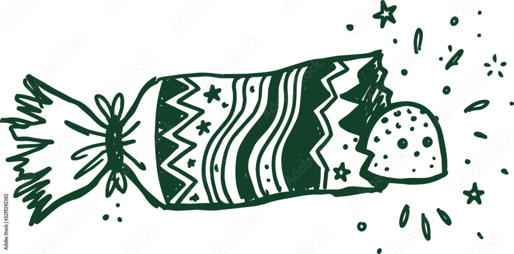 Fototapeta premium Hand drawn cracker with decorative patterns and star motifs
