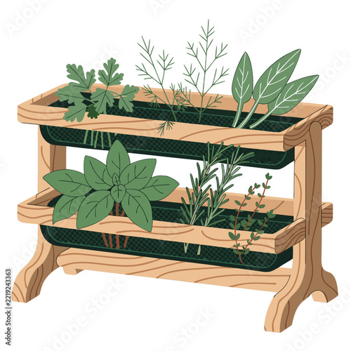 wooden bench with flowers