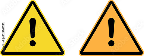 Warning sign vector illustration with black border and yellow and orange fills for safety alerts.