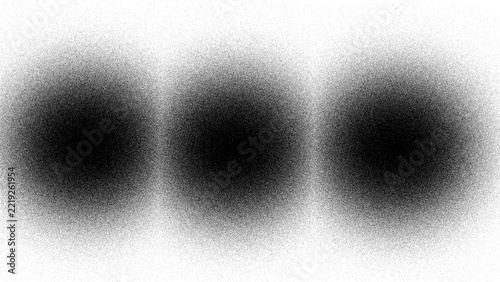 Three black circular gradients on white background, abstract soft focus spheres with smooth radial transition, minimalist graphic resource for modern design projects