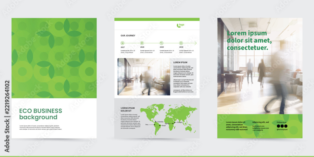 Naklejka premium esg eco green brochure booklet report document newsletter background template