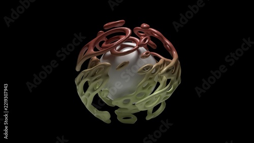 Abstract 3D Organic Sphere Red Green Multicolor Black Background