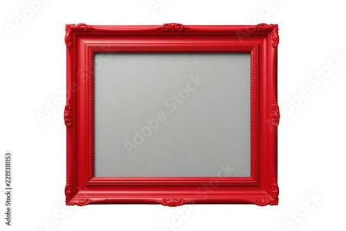 Elegant ornate red picture frame cutout