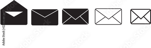 Email and Mail Envelope Icon Set, Outline and Filled Message Symbols for Digital Communication, Letter, Inbox and Notification UI Design
