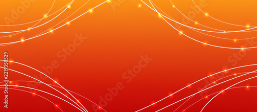 Abstract festive background with glowing wavy lines and sparkling lights in warm orange hues for Christmas and New Year celebration. Ideal for holiday-themed designs and promotional materials.