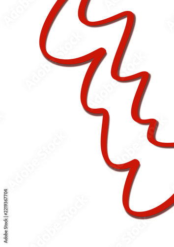 Red Abstract Organic Freeform Line Art Hand Drawn Artistic Element Isolated White Background