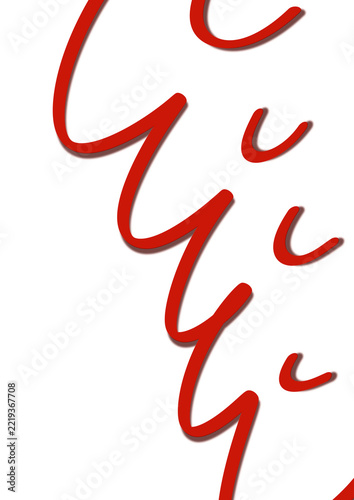Red Abstract Bold Twisted Line Art Hand Drawn Expressive Element Isolated White Background