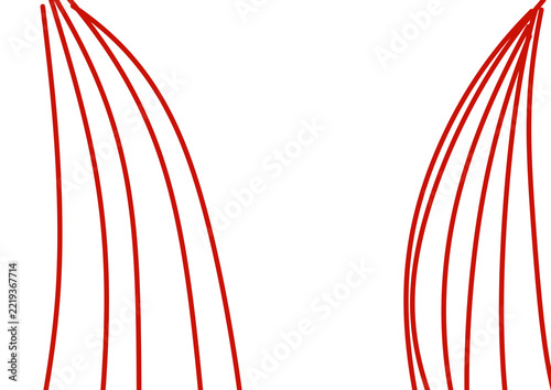 Red Abstract Parallel Curved Line Art Hand Drawn Smooth Flow Element White Background