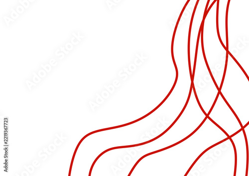 Red Abstract Thin Curved Line Art Hand Drawn Gentle Flow Element Isolated White Background