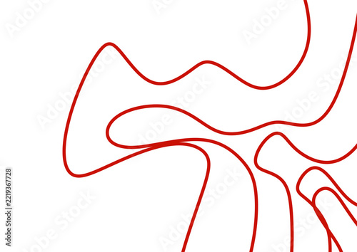 Red Abstract Right Curved Line Art Hand Drawn Elegant Flow Element White Background