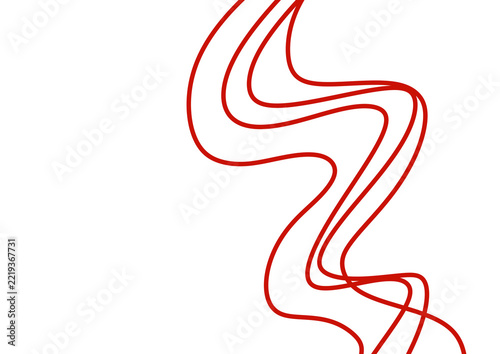 Red Abstract Diagonal Curved Line Art Hand Drawn Dynamic Flow Element White Background