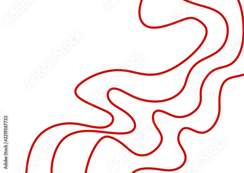 Red Abstract Horizontal Curved Line Art Hand Drawn Flowing Wave Element White Background