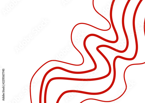 Red Abstract Crossing Curved Line Art Hand Drawn Intersecting Element White Background
