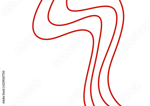 Red Abstract Swirl Curved Line Art Hand Drawn Dynamic Element Isolated White Background
