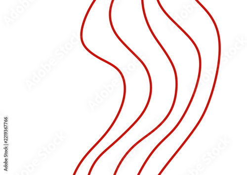 Red Abstract Curved Vertical Line Art Hand Drawn Flowing Element Isolated White Background