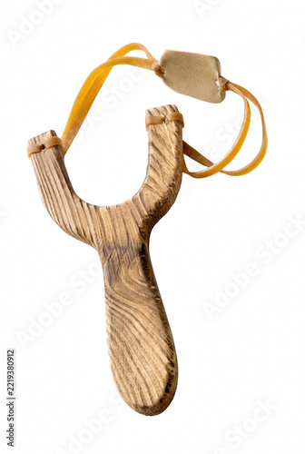Classic Wooden Slingshot with Rubber Bands and Leather Pouch