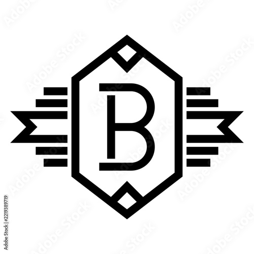 Retro B letter logo inside a shield