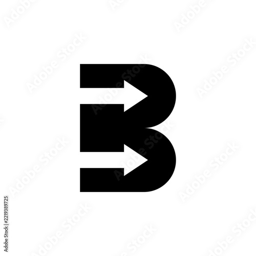 B letter and negative space arrows logo