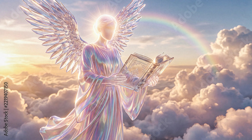 Heavenly Angel Holding a Bible made of Glass