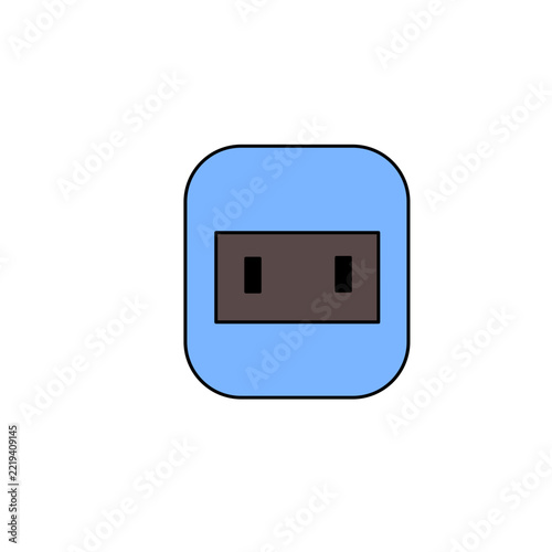 Vector illustration of colorful power sockets and electrical plugs icons collection