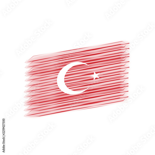 Sketchy Horizontal Line Textured Edge Curved Ribbon Turkey Flag Graphic Flag Illustration