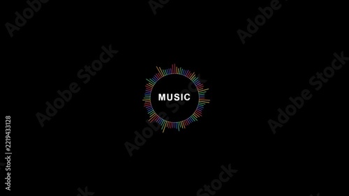4K Animated Circular Music Visualizer with Colorful Audio Spectrum on Black Background.