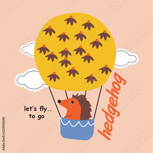 Cute Cartoon Hot Air Balloon with Flying Birds and Playful Adventure Design