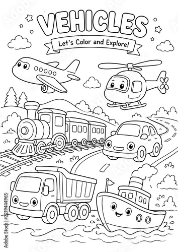 Transportation Coloring Book Page