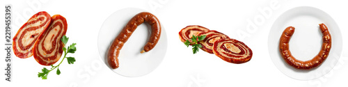 Traditional Portuguese chouriço smoked sausage with paprika and garlic.