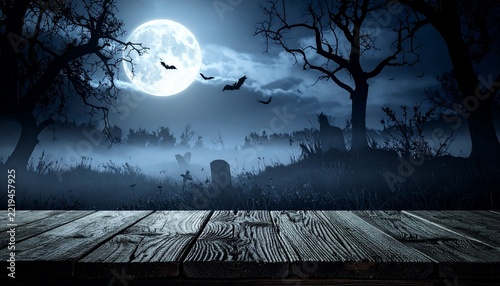 halloween night scene with moon