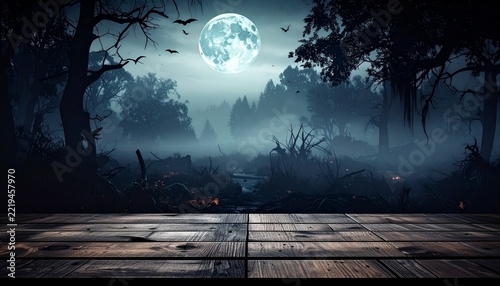 halloween night scene with moon