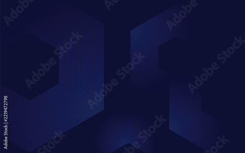 Dark blue background with hexagon pattern