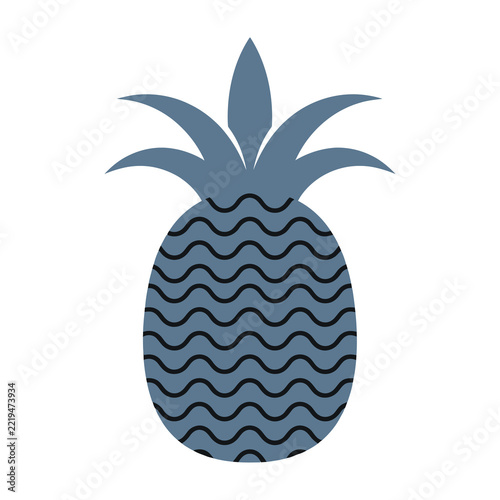 Stylized blue pineapple icon with wavy pattern design on white background