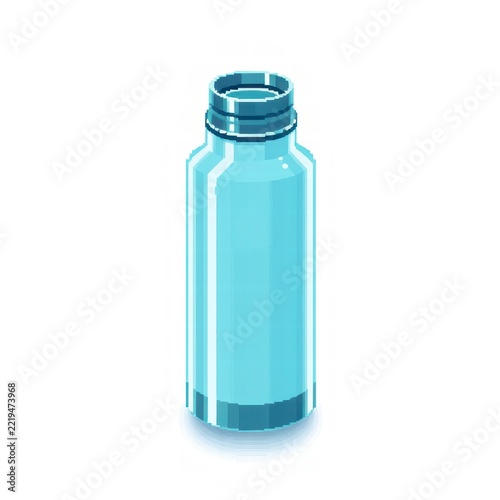 Pixel art water bottle open isolated on white