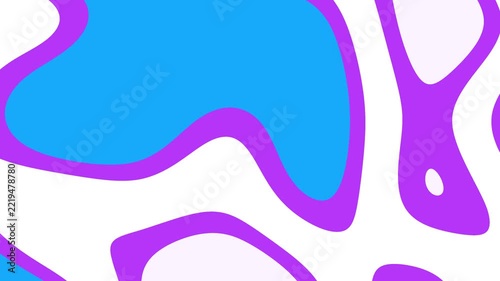 Bold purple and blue organic shapes morph and flow across a clean white background, creating a playful modern abstract motion graphic