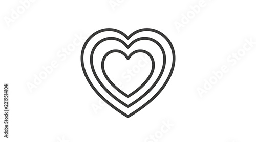 Minimalist heart icon with concentric outlines