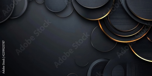 Abstract background with lines and circles, dark blue a web banner or presentation cover template, Generative AI