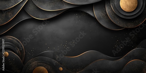 Abstract background with circles and lines in dark colors a banner or poster on a technology theme, web elements template, Generative AI