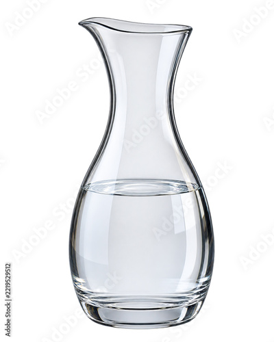 Elegant crystal water jug holds clear liquid, beautifully displaying its transparent design for a refreshing concept, isolated on transparent background