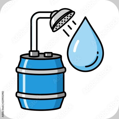Water Collection System Illustration – Rainwater Harvesting Icon