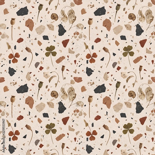 Seamless Pattern With Continuous Tileable Pattern With Modern Venetian Terrazzo Chips With Irregular For