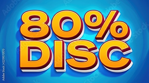 80% Discount Bold 3D Sale Badge On Blue Background For Promotion And Retail Marketing Campaigns

