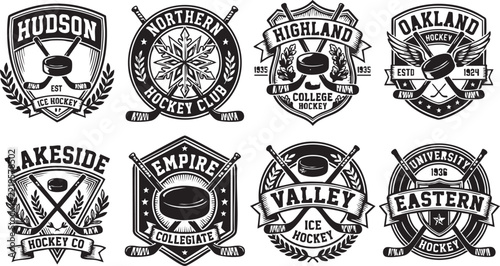 Canvas Print Vector illustration of collegiate hockey team crests for sports