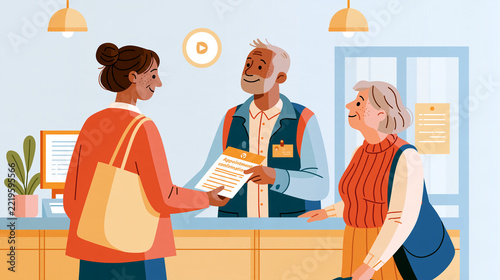 Senior couple registering for preventive health screening