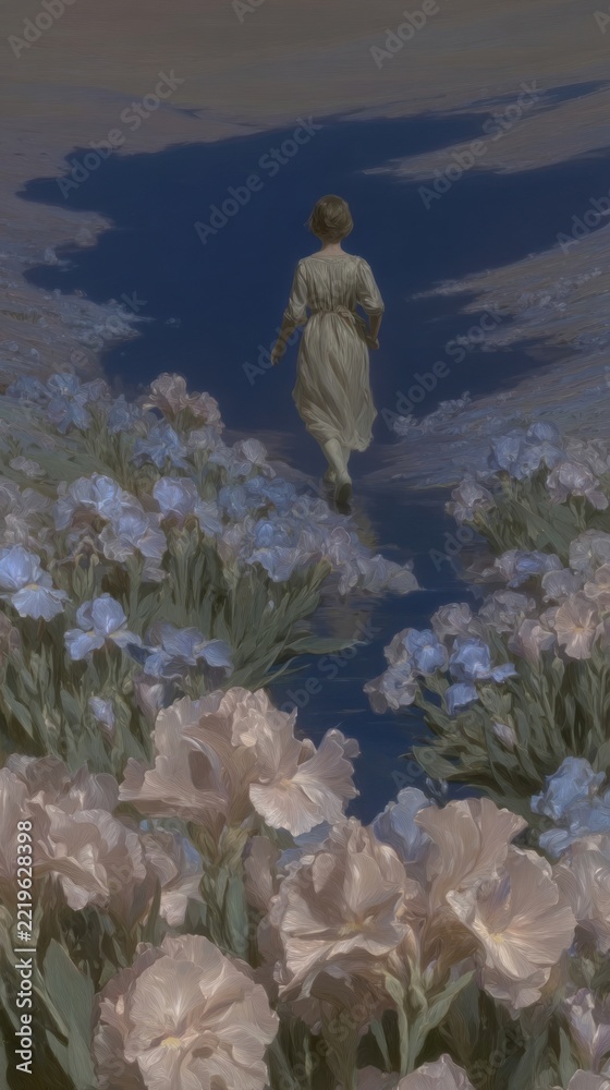 Fototapeta premium Dreamy floral path artwork mobile wallpaper