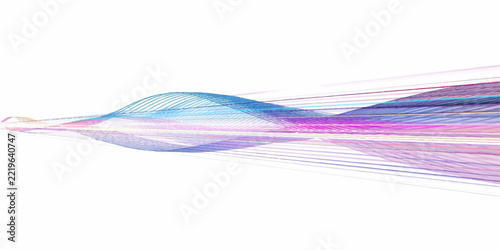 Abstract wave of colorful lines, a digital art representation of energy flow, data stream, or sound wave, with a vibrant gradient and ethereal quality.