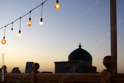 Coucher de soleil sur la ville de Khiva, Ouzbékistan 